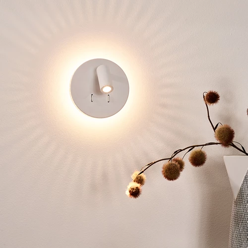 Lucide BENTJER - Bettlampe / Wandleuchte - Ø 14 cm - LED - 3000K - Weiß - Atmosphäre 1